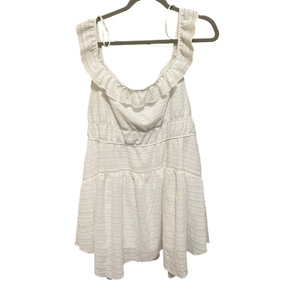 NEW White Ruffle Women's Dress Tiered Fairy Cottagecore Flowy Plus Size XXL Boho - Picture 3 of 8